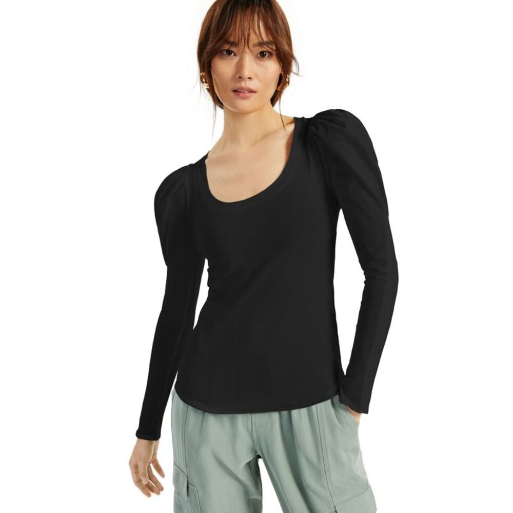 INC International Concepts Plus Size Cotton Puff Sleeve Top